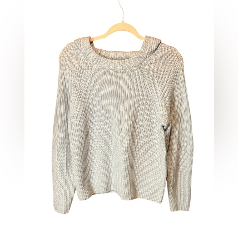 Vince Wool Cashmere Hooded Sweater Light Blue Knit Hoodie Medium